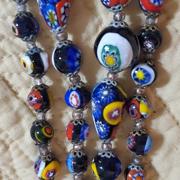 Venetian Milifore Glass Bead Necklace - Picture 2 of 4